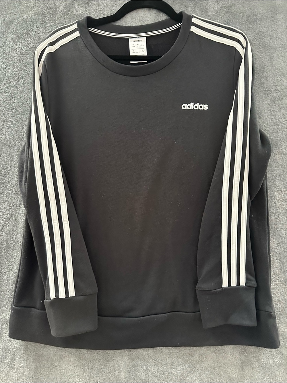 adidas Black Crewneck Sweatshirt with White Sleeve Stripes